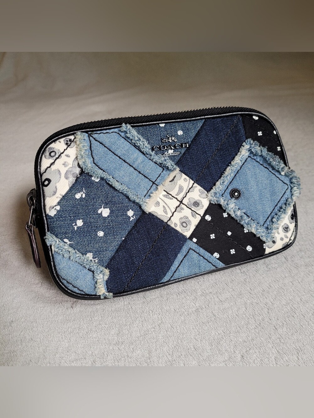 Coach Canyon Quilt Patchwork Denim Crossbody/Clutch Bag